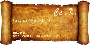 Csaba Kornél névjegykártya